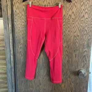 Side Pocket Hi‎ Rise Zyia Leggings Sz 6-8 Yoga Workout red